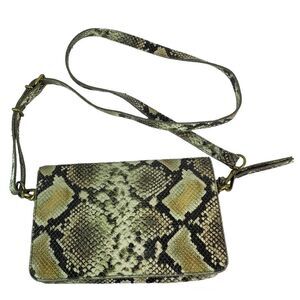 Madewell Flap Convertible Crossbody Bag Snake Embossed Leather Beige/Gray